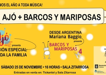 Ajó + Barcos y Mariposas en Sala Zitarrosa- 25 de noviembre en la Sala Zitarrosa.