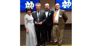 Eli J. and Helen Shaheen Graduate School Award Ceremony for Luis Bravo-- Luis Bravo, graduate from our new PhD in Spanish, received his Eli J. and Helen Shaheen Graduate School Award in the Humanities on May 17 and graduated on the 18th. The Shaheen Award is the most prestigious prize in research bestowed on students that produce Notre Dame's most innovative doctoral dissertations. Luis's dissertation is "Poéticas de la liberación. La escritura de Ibero Gutiérrez y el 68 en clave latinoamericana" under the direction of Professor Maria Rosa Olivera Williams.