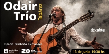 Odair Tabarez Trío: Recorren el trabajo del autor en formato acústico e íntimo. Odair Tabárez en guitarra y voz, Andrea Facciolo en bajo y Gerardo Vázquez en percusión. Lugar: Espacio Felisberto Hernández - Sala Zitarrosa Fecha: 13 de junio / 19:30 hs