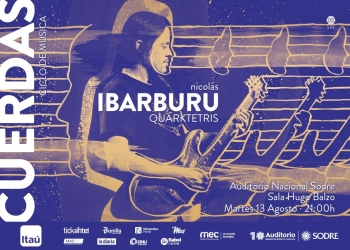 Presentando canciones de "Anfibio"; "Casa Rodante" y adelantando su próximo trabajo junto a Martín Ibarburu, Manuel Contrera y Fernando Vera canciones de su autoría que unen el candombe, el funk y el jazz. CICLO CUERDAS 2019 NICO IBARBURU - QUARKTETRIS