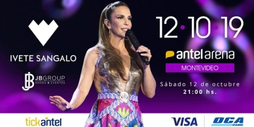 Este sábado 12 de octubre llega a Montevideo, presentando su nuevo y espectacular show “Live Experience”, Ivete Sangalo. Una de las principales artistas de Brasil, esta vez su concierto será en el Antel Arena, a las 21 hs., .