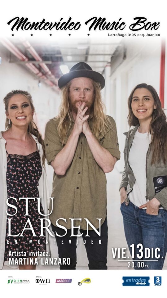 El músico australiano Stu Larsen presenta su nuevo trabajo en Montevideo. El artista folk actuará el viernes 13 de diciembre en Montevideo Music Box. Artista invitado: Martina Lanzaro