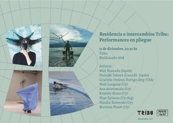El miércoles 11/12 artistas nacionales (Noel Langone, Ana Aristimuño, Ernesto Rizzo, Natalia Torterolo, Mariana Picart) e internacionales (Nico Spinosa, Daisuke Takeya, Miri Hamada y Graciela Ovejero) presentarán sus trabajos de performance, video-performance y foto-performance en el marco de una residencia en donde intercambiarán procesos, líneas de trabajo, materiales editados, etc. Cada performer incluirá en la propuesta a presentar algo vinculado con el trabajo de alguna/o de los artistas participantes del intercambio. Este evento se realizará en Tribu (Maldonado 1858) a las 20:30.