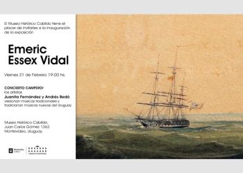 Emeric Essex Vidal. Inauguración: 21 de febrero, 19 h En el marco de la inauguración de la exposición, el museo tiene el placer de invitarles al Concierto Campero! Los artistas Juanita Fernández y Andrés Bedó, versionan músicas tradicionales y tradicionan músicas nuevas de Uruguay.