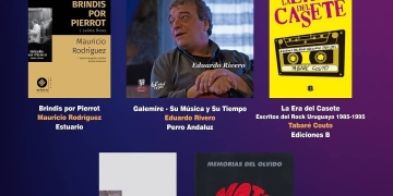 NOMINADOS A MEJOR LIBRO SOBRE MÚSICA URUGUAYA Brindis por Pierrot - Mauricio Rodríguez / Estuario Galemire - Su Música y Su Tiempo - Eduardo Rivero / Perro Andaluz La Era del Casete / Escritos del Rock Uruguayo 1985-1995 - Tabaré Couto / Ediciones B (Penguin Random House) Mediocampo - Andrés Torrón / Estuario No Te Va Gustar / Memorias del Olvido - No Te Va Gustar / Editorial Planeta