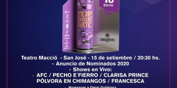 El 15 de setiembre desde las 20.30 vuelve la música al Teatro Macció de San José  Decimoctava edición de #PremiosGraffiti  Anunciamos los Nominados a los #PremiosGraffiti2020 Homenajeamos a Omar Gutiérrez y entregamos el #Graffiti a Mejor Libro sobre Música Uruguaya 