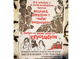 Imagen portada - Póster en contra del acuerdo político para iniciar un proceso constituyente en Chile 2020. wikipedia.org