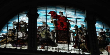 Vitral en Sala de los Pasos Perdidos, de G. Buffa de la casa Beltrami de Milán. Palacio Legislativo. MHN. Montevideo.justitia suprema ley - vitral palacio legislativo - montevideo - uruguay - foto federico meneses www.cooltivarte.com