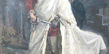 Don Juan desenvainando la espada en Don Giovanni de Mozart; cuadro de Max Slevogt: Francisco d'Andrade como Don Giovanni, 1912