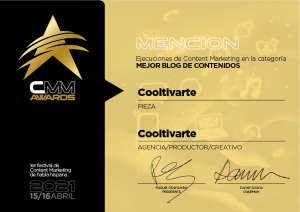Mención Especial en la primera edición de los CMM AWARDS 2021 - cooltivarte