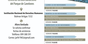 Voces de Canelones presenta el ciclo de documentales “LOS VAGONES” (ex centro clandestino de detención y tortura) 22 al 26 de Noviembre – 19.30 hrs. Sede de la INDDHH