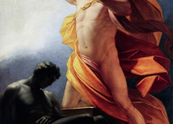 Óleo en lienzo de Heinrich Friedrich Füger: Prometeo lleva el fuego a la humanidad (Prometheus bringt der Menschheit das Feuer, ca. 1817).