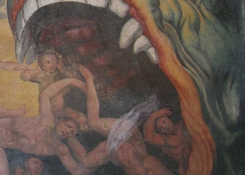 Giacomo Rossignolo (1524-1604) - Trabajo propio Leviathan in the fresco "The Last Judgment" (vo:Giudizio Universale), particular; painted by Giacomo Rossignolo (1524-1604) - Madonna dei Boschi, Boves (CN), Italy