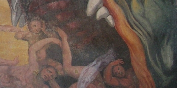 Giacomo Rossignolo (1524-1604) - Trabajo propio Leviathan in the fresco "The Last Judgment" (vo:Giudizio Universale), particular; painted by Giacomo Rossignolo (1524-1604) - Madonna dei Boschi, Boves (CN), Italy