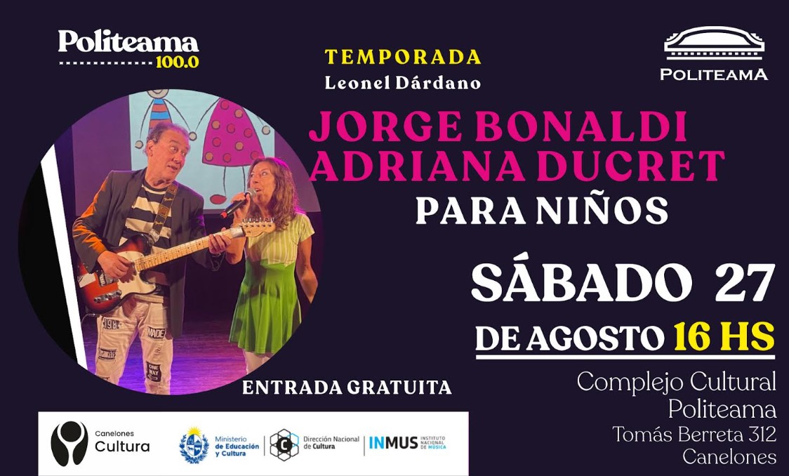 sábado 27 de agosto 2022 en el&nbsp;Complejo Cultural Politeama a las 16 horas&nbsp;(Ciudad de Canelones)