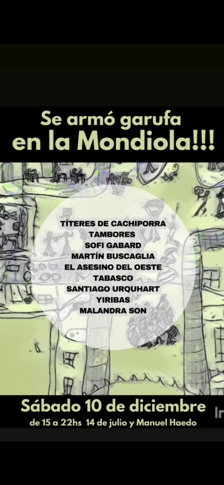 Fiesta en la Mondiola - 110 años - Sábado 10 de diciembre 2022 - de 15 a 22 hs. - 14 de Julio y Manuel Haedo