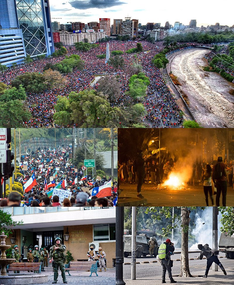 Collage de las protestas en Chile de 2019 a 2020