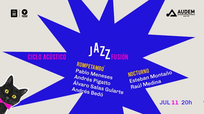 Programación 11 de julio: ROMPETAMBÓ Pablo Meneses, Andrés Pigatto, Álvaro Salas Gularte y Andrés Bedó ESTEBAN MONTAÑO & RAÚL MEDINA – “NOCTURNO” Esteban Montaño – voz/ Raúl Medina – piano. Programación 11 de julio: ROMPETAMBÓ Pablo Meneses, Andrés Pigatto, Álvaro Salas Gularte y Andrés Bedó ESTEBAN MONTAÑO & RAÚL MEDINA – “NOCTURNO” Esteban Montaño – voz/ Raúl Medina – piano.