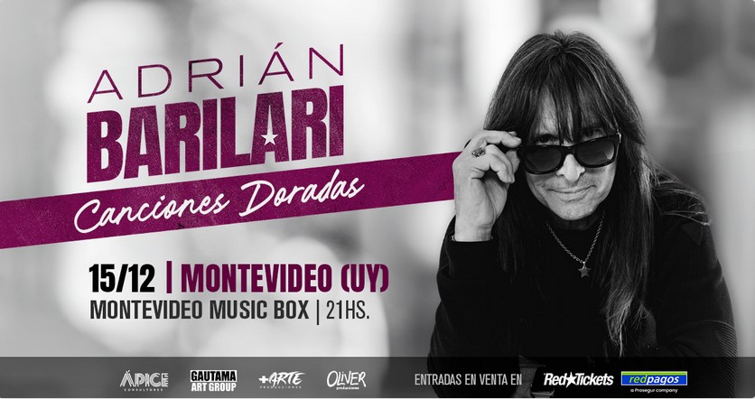 Adrián Barilari en Montevideo Music Box - en el marco de su gira “Canciones doradas” el 1Viernes 15 de Diciembre - 20:30 hs