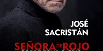 SEÑORA DE ROJO SOBRE FONDO GRIS