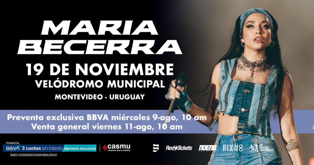 MARIA BECERRA - Velódromo Municipal - 19 DE NOVIEMBRE 2023 – 21 hs MARIA BECERRA - Velódromo Municipal - 19 DE NOVIEMBRE 2023 – 21 hs