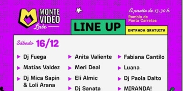 Montevideo Late 2023 - sábado 16 de diciembre - RAMBLA DE PUNTA CARRETAS - ENTRADA LIBRE Y GRATUITA