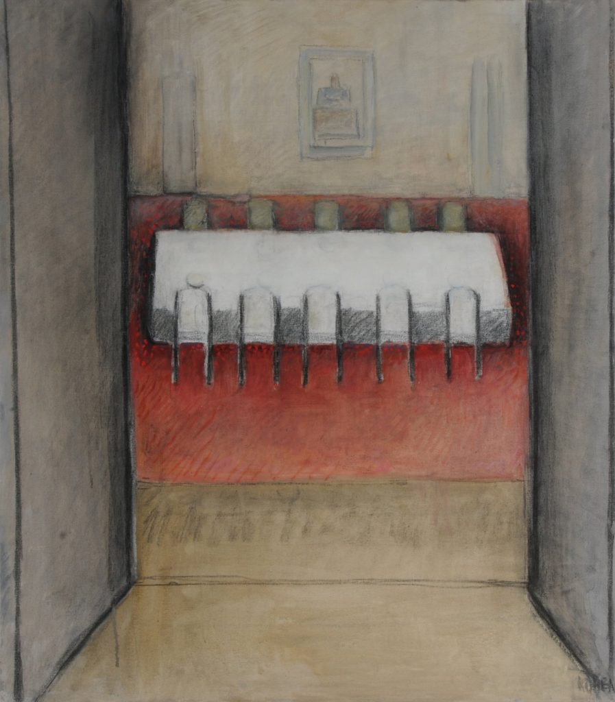 Linda Kohen (Uruguay, 1924), 10 comensales, 2007, óleo sobre tela