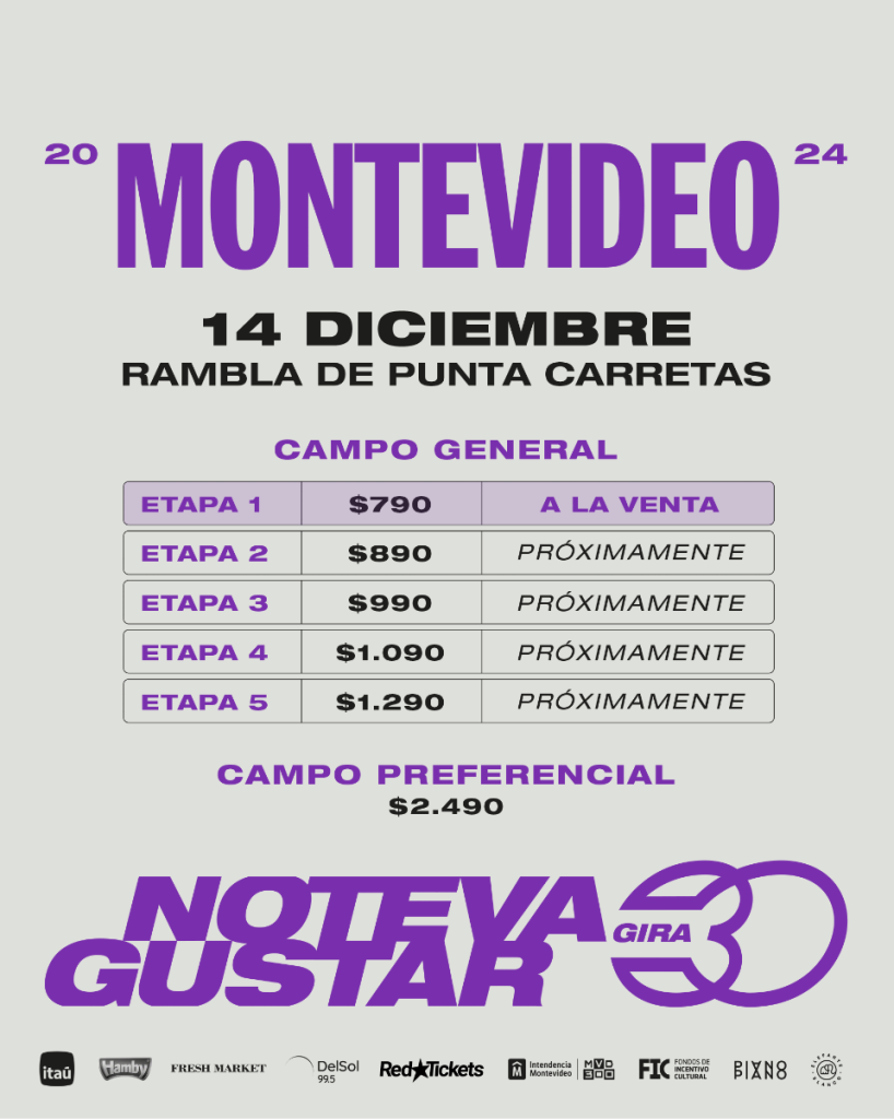 NO TE VA GUSTAR - 30 AÑOS - Rambla de Punta Carretas - Mvd 14 DE DICIEMBRE 2024 - entradas