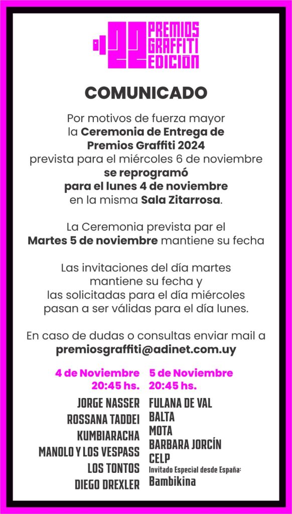 comunicado premios graffiti 2024 comunicado premios graffiti 2024