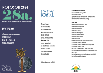 PREMIOS MOROSOLI 2024 - 28ª Entrega de los Premios MOROSOLI de la Cultura Uruguaya - sábado 30 de noviembre a las 20 hora