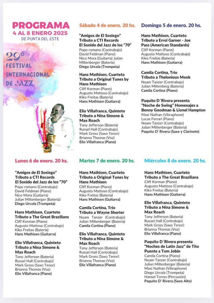 programacion Festival Internacional de JAZZ - Punta del Este  2025