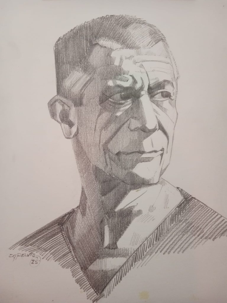 Retrato de Emmanuel Carrère por el artista plástico Andrés