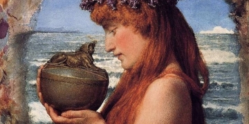 Pandora a punto de abrir la Caja. Lawrence Alma-Tadema (Public Domain)