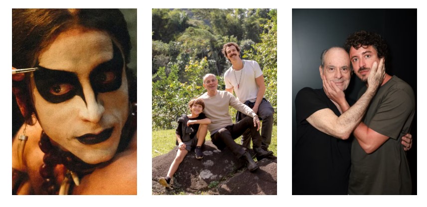 Ney Matrogrosso junto a Esmir Filho y el niño que lo interpretó en sus primeros años de vida + NY junto a Jesuíta Barbosa