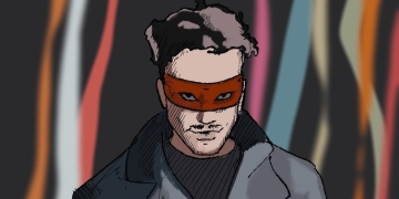 dibujo de hombre con mascara