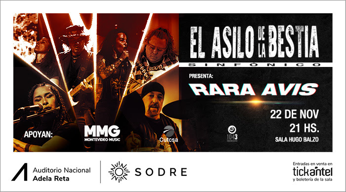 EL ASILO DE LA BESTIA - SINFÓNICO - Presenta RARA AVIS - 22 de noviembre 2025 - 21 horas - Sala Hugo Balzo