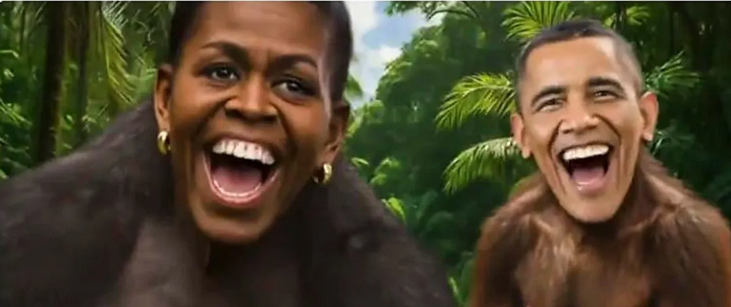 meme Barack y Michelle Obama como monos - Trump comparte un video creado con IA