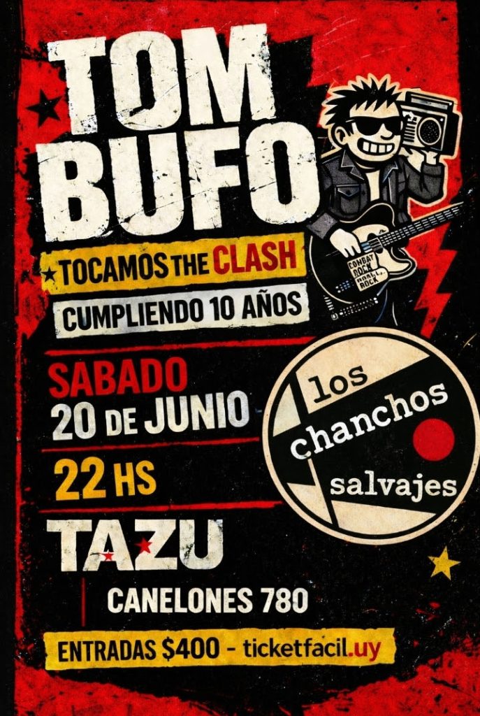 Tom Bufo + Los Chanchos Salvajes en vivo: Sábado 20 de Junio 2026 en Tazu