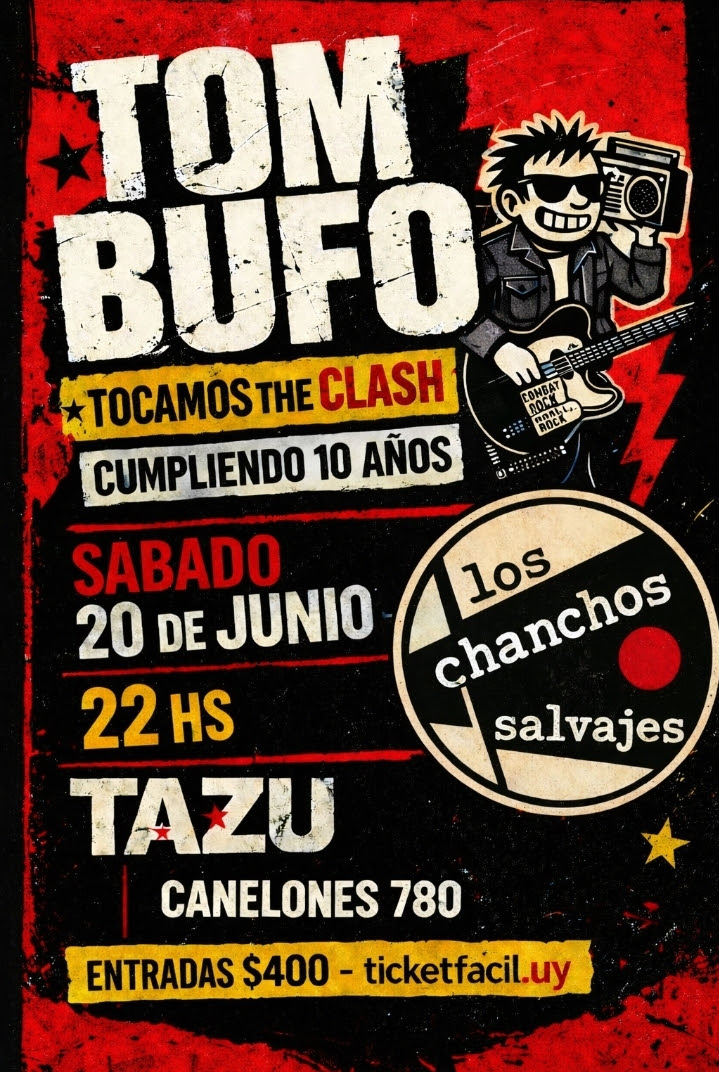 Tom Bufo + Los Chanchos Salvajes en vivo: Sábado 20 de Junio 2026 en Tazu