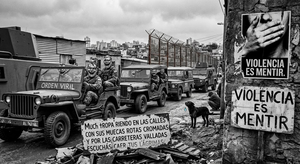 Mucha tropa riendo en las calles - Imagen IA Mucha tropa riendo en las calles